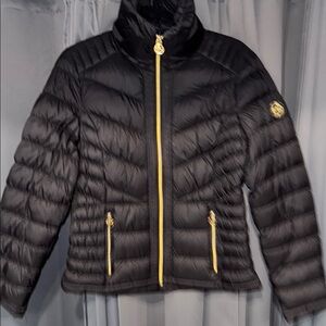 MK Black Quilted Jacket with Gold Accents